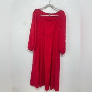 SHEIN Curve Women’s Size 0XL Boho Red Midi Dress
